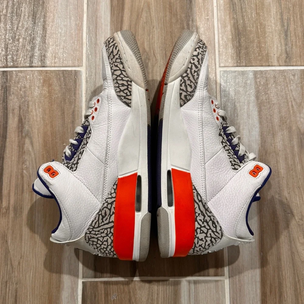 Nike Air Jordan 3 Retro Knicks Mens Size 10.5 136064-148 Sneaker White Orange - Picture 7 of 9